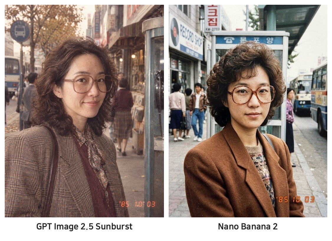 GPT Image 2.5 Sunburst와 Nano Banana 2 비교
