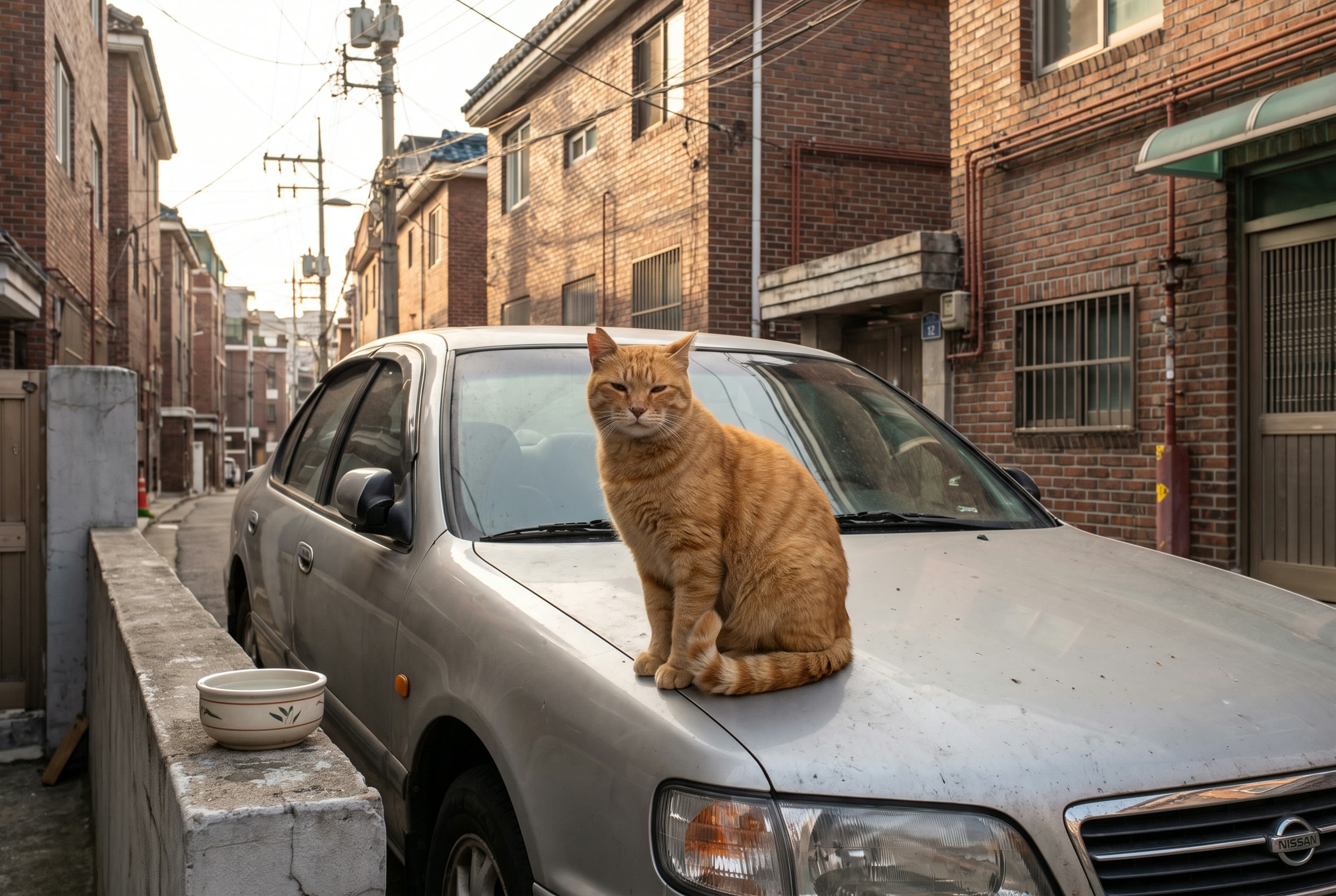 [동네 이웃] 보닛 위 고양이