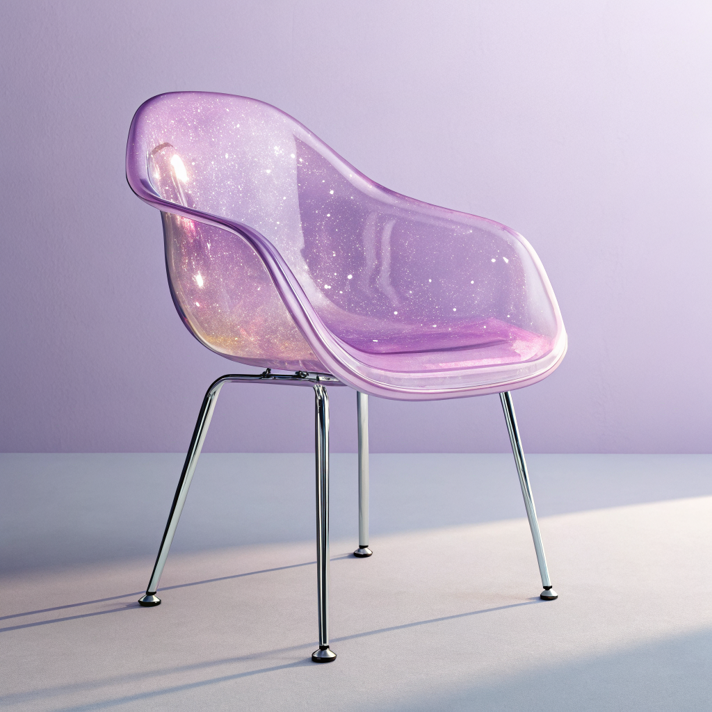 A translucent gummy chair in a minimal studio
