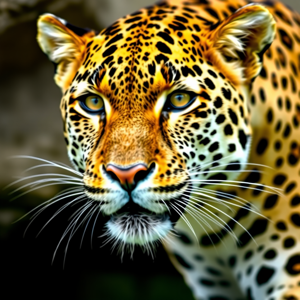 a close-up portrait of a leopard